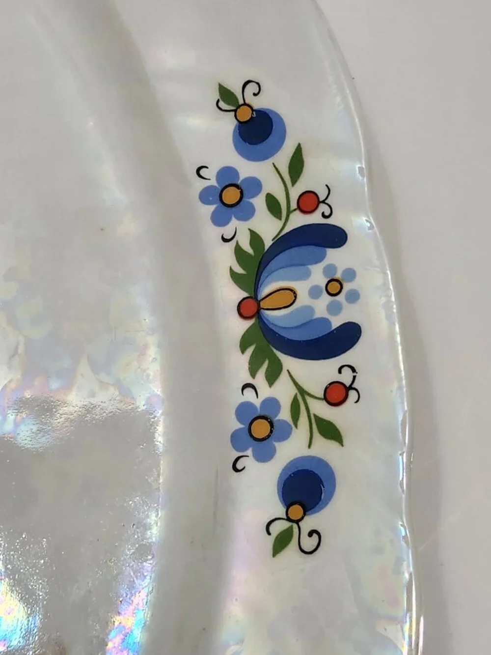 VTG 1980s Polish Kashubian Floral Folk Art Oval Lusterware Platter